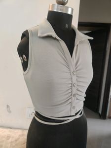 Ribbed Green Top Tieups By Westside