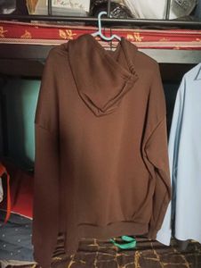 Oversized Brown "New York" Zip-Up Hoodie