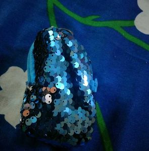 Sparkly Blue Sequin Pouch