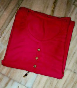 Women Pink Solid Straight Kurta