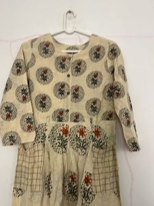 Beige Printed Kurta with pant