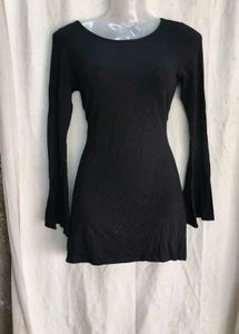Elegant Black Long Sleeve Mini Dress