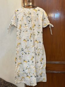 Off White Floral Print Midi Dress