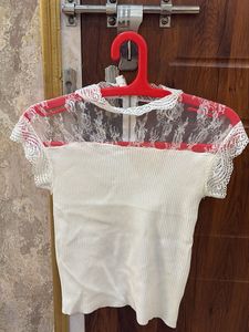 Elegant White Lace Trim Top