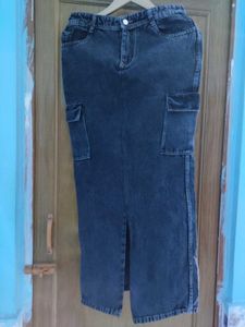 Brand new Long Charcol Cargo Denim Skirt