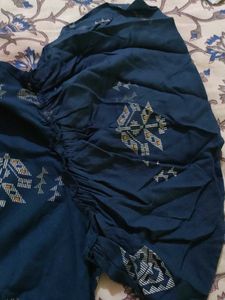 Navy Blue Ethnic Print Blouse