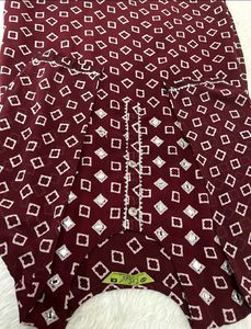Maroon Kurta Set with Mirror Work
