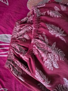 Maroon Floral Print Palazzos