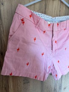 Flamingo Printed Shorts Size :34Women's Embroidere