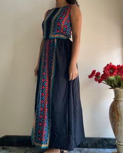 Printed Black Maxi Dress by Max Fashion