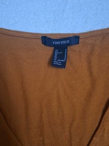 Forever 21 Rust Surplice Long Sleeve Top