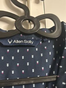 Navy Blue Printed Tie-Neck Blouse