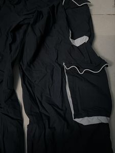 Black Cargo Pants with White Accents