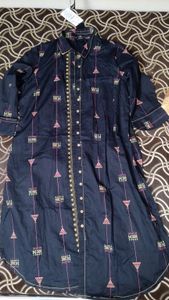 black button up kurta with collar