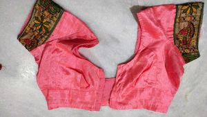 Pink Embroidered Silk Blouse