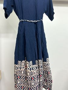 Navy Blue Embroidered Midi Dress xxl