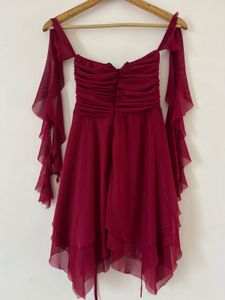 Burgundy Ruffled Mini Dress