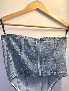 Sparkly Denim Corset Top