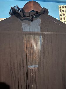 Women's Black Ruffle Front Top