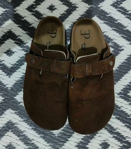Brown Suede Clogs