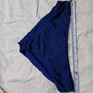Blue Ruched High-⚛️Waisted Bikini Bottom