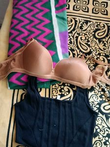 Comfortable T-shirt Bra &amp; Black Corset Top