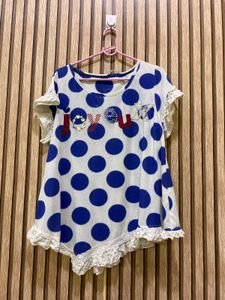 Cute Polka Dot Tunic with Lace Trim