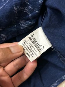 Men's Blue Geometric Print Button-Up Shirt