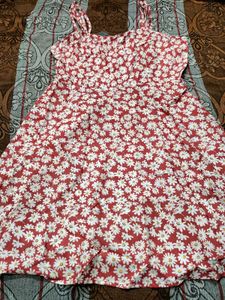 Red Daisy Print Mini Dress