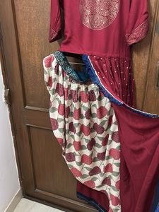Kajal Maroon Dhoti Style Kurti/ Dres