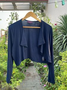 Navy Blue Cropped Cardigan
