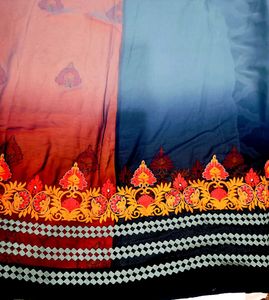 🇳🇿💫🎀Elegant Orange &amp; Grey black shade Saree