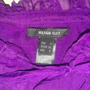 💜 MANGO SUIT Vibrant Purple Puff Sleeve Knit Top
