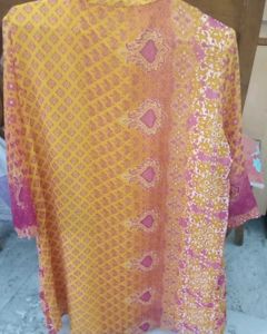 Short Morpankh Yellow Print Kurti - XXL