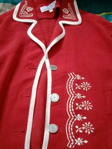 Elegant Red Embroidered shirt