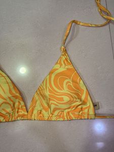 Y2K Yellow Swirl Bikini Top