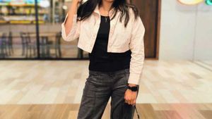 Striped Cropped Shirt Jacket