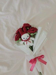 Crochet Bunny & Rose Bouquet