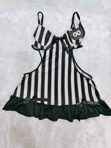 Striped babydoll chemise/mini slip