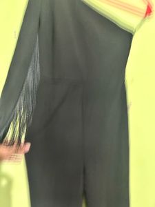 Chic Black One-Sleeve Fringe Jumpsuit