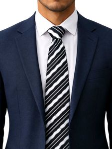 Stylish Black & White Striped Tie