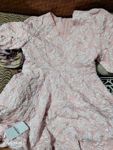 Chic Pink Puff Sleeve A-Line Dress