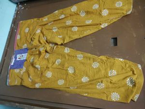 Women's Yellow Printed Palazzo Pants dupatta