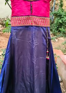 Designer Pink &amp; Blue Lehenga Choli Set