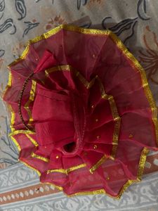 Red &amp; Gold Krishna Dress
