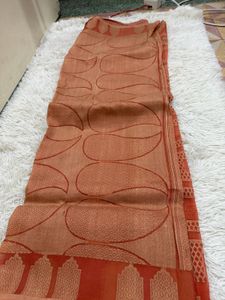 Beautiful Orange Saree with Blouse Piece