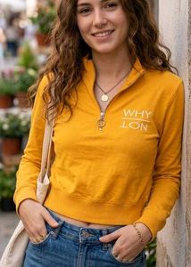 🌞 Yellow Half Zip Pullover Top