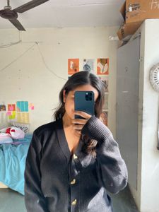 Cute Black Cardigan w/ Gold Hearts