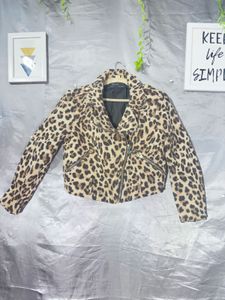 ZARA Leopard Print Moto Jacket