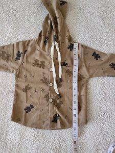 Adorable Teddy Bear Print Hooded Shirt